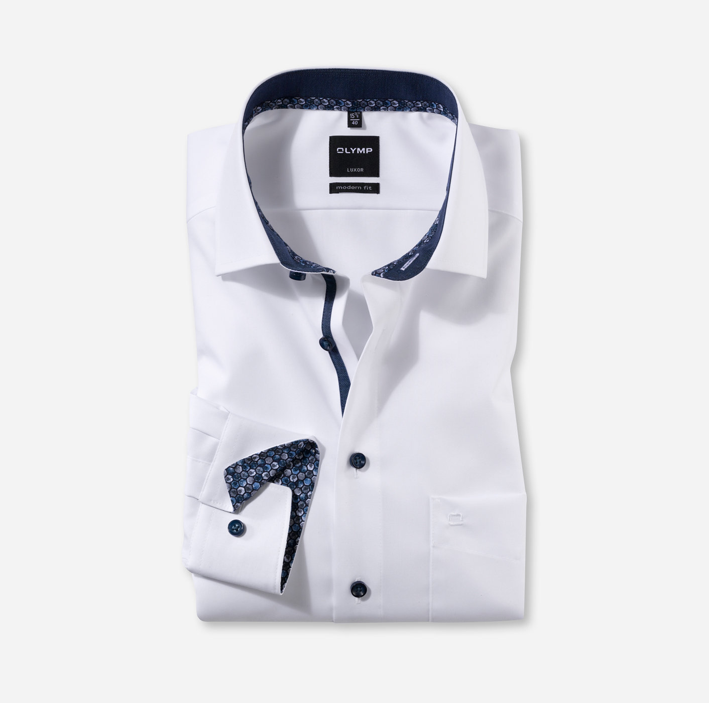 zwaartekracht En team Markeer Zakelijk overhemd | OLYMP Luxor, modern fit, Extra lange mouw, Global Kent  | Wit - 12501900