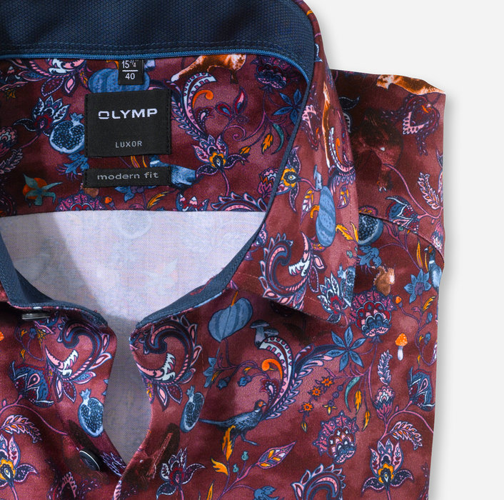 OLYMP Luxor, modern fit, Business shirt, Global Kent, Rouge Foncé