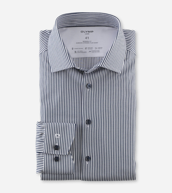 Luxor 24/Seven, Business shirt, modern fit, Global Kent, Marine