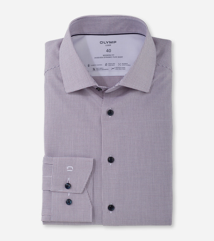 Luxor 24/Seven, Business shirt, modern fit, Global Kent, Rosewood