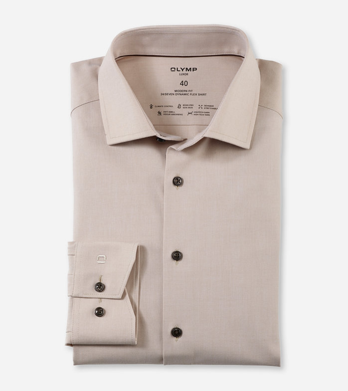 Luxor 24/Seven, Business shirt, modern fit, Global Kent, Natural