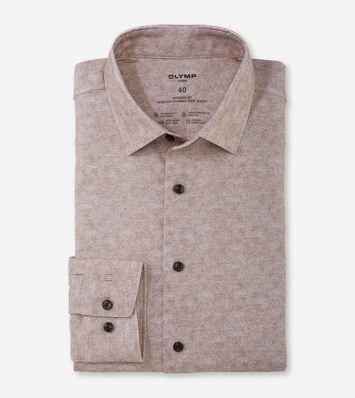 Luxor 24/Seven, Business shirt, modern fit, New Kent, Brown
