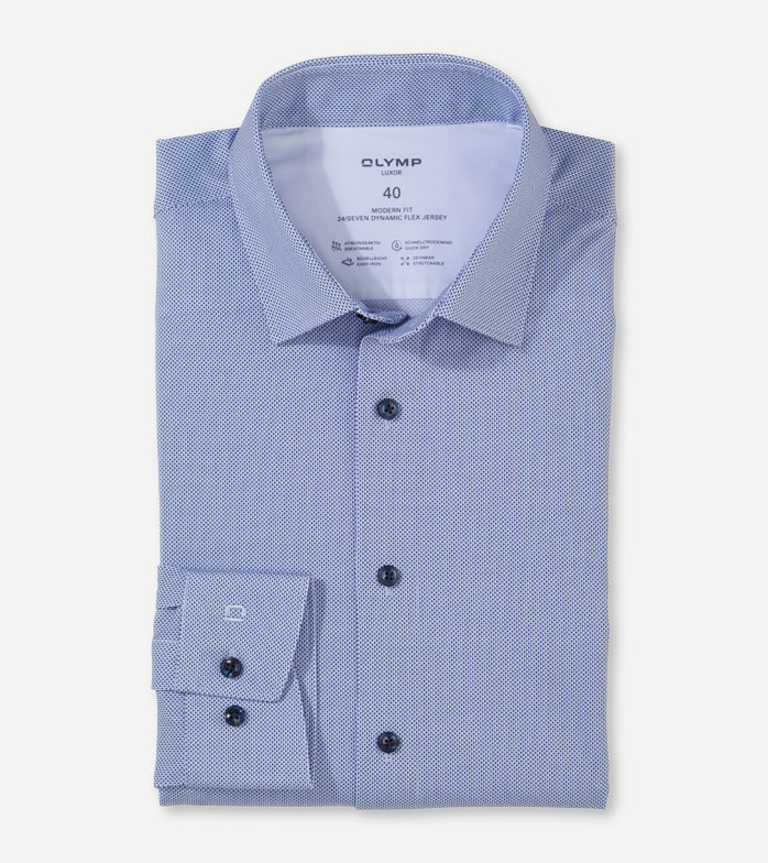 Luxor 24/Seven, Business shirt, modern fit, New Kent, Bleu