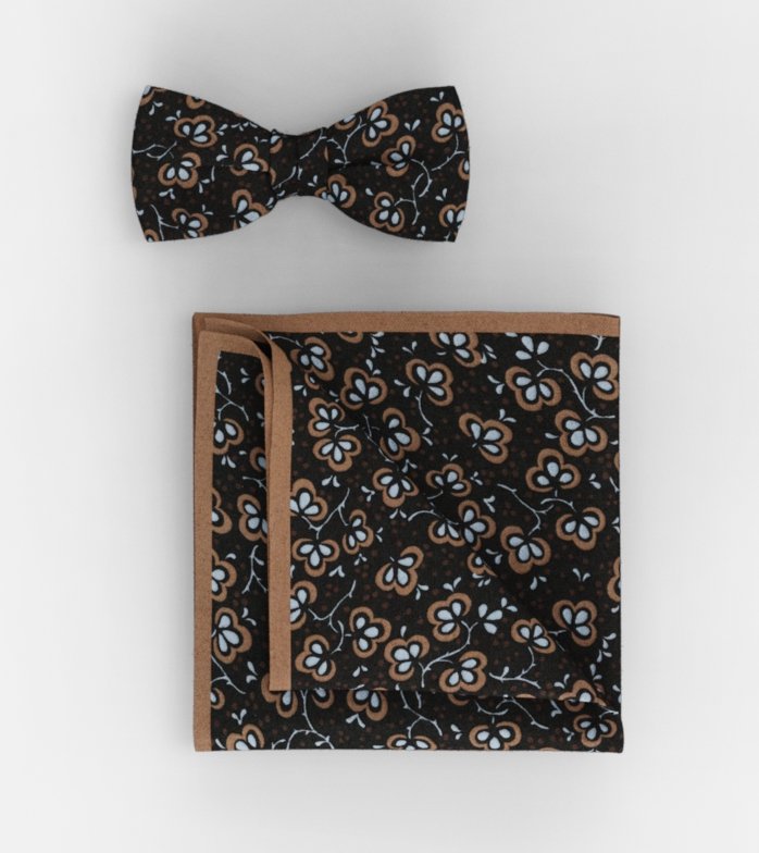 Bow tie / pocket square set, Brown