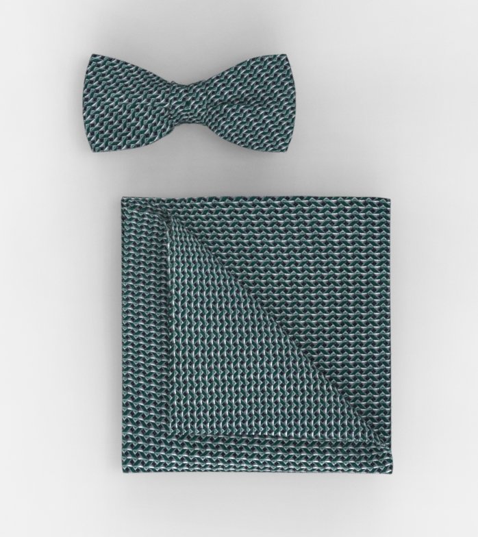 Bow tie / pocket square set, Crystal Green