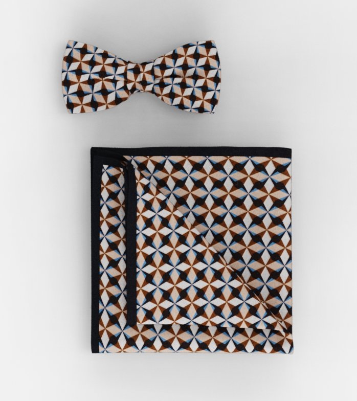 Bow tie / pocket square set, Natural