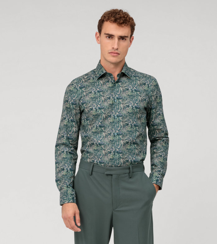 Level Five, Business shirt, body fit, New York Kent, Green