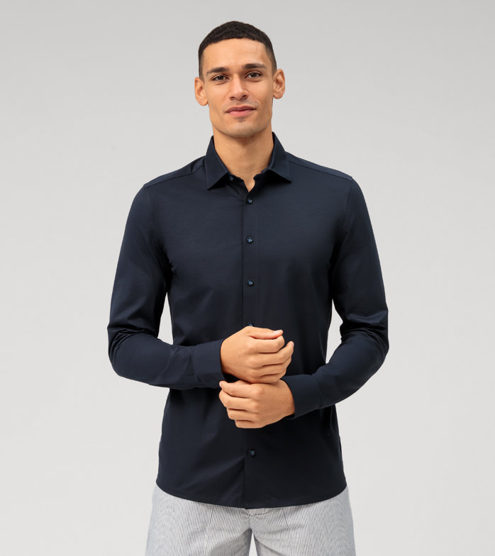 Level Five 24/Seven, Chemise d'affaires, body fit, New York Kent, Marine