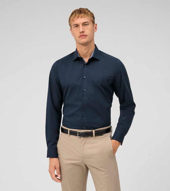 Level Five, Business shirt, body fit, New York Kent, Cobalt