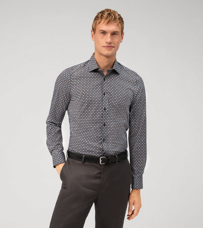 Level Five, Business shirt, body fit, New York Kent, Brown