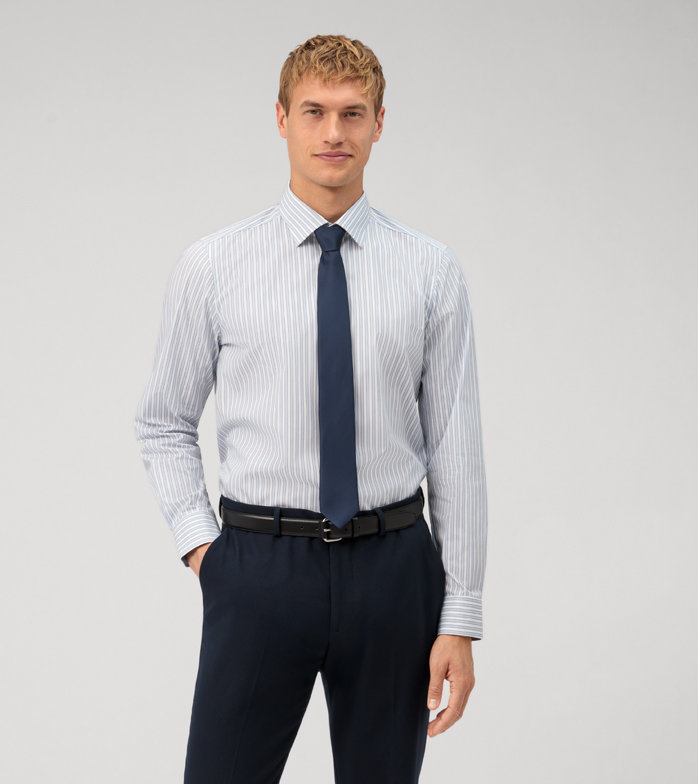 Level Five, Business shirt, body fit, Under button-down, Bleu