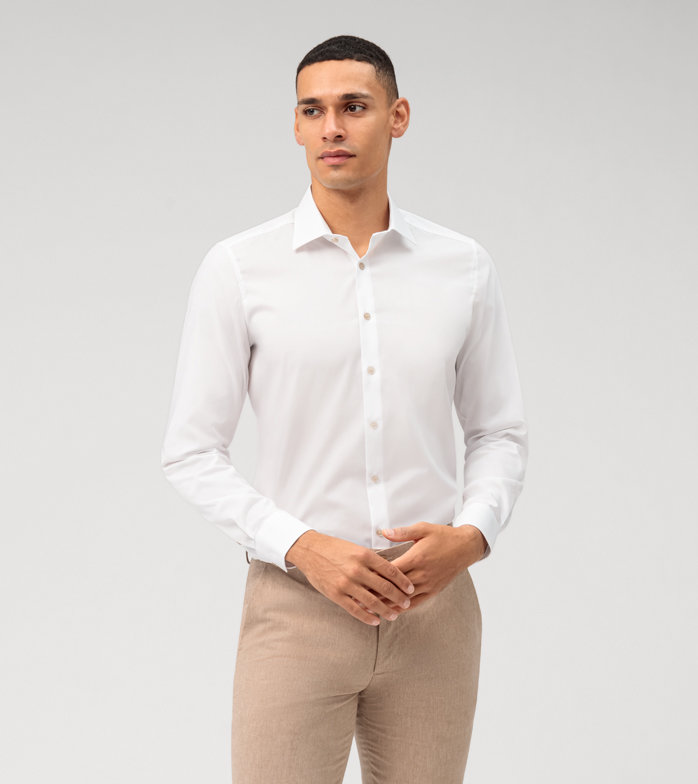 Level Five, Business shirt, body fit, New York Kent, White