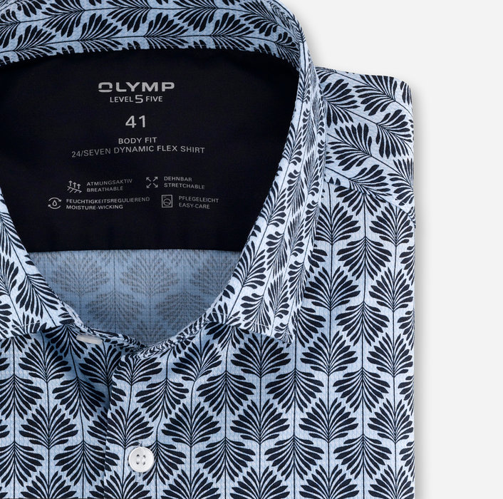 OLYMP Level Five 24/Seven, body fit, Businesshemd, Modern Kent, Bleu