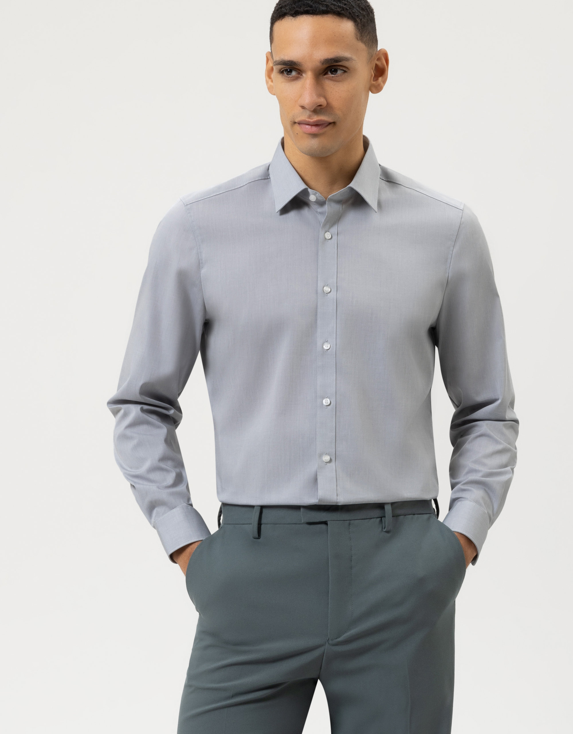Business shirt | OLYMP Level Five, body fit, New York Kent | Medium Grey -  20806460