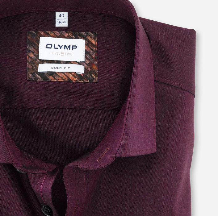 OLYMP Level Five, body fit, Businesshemd, Modern Kent, Granat