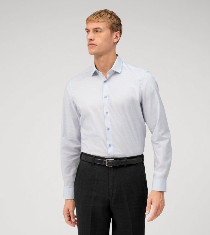 Level Five, Business shirt, body fit, Modern Kent, Smoke Blue