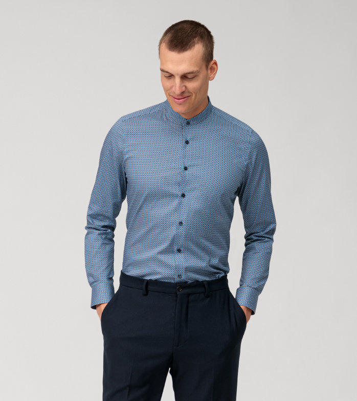 Level Five, Business shirt, body fit, Stand-up collar, Marine