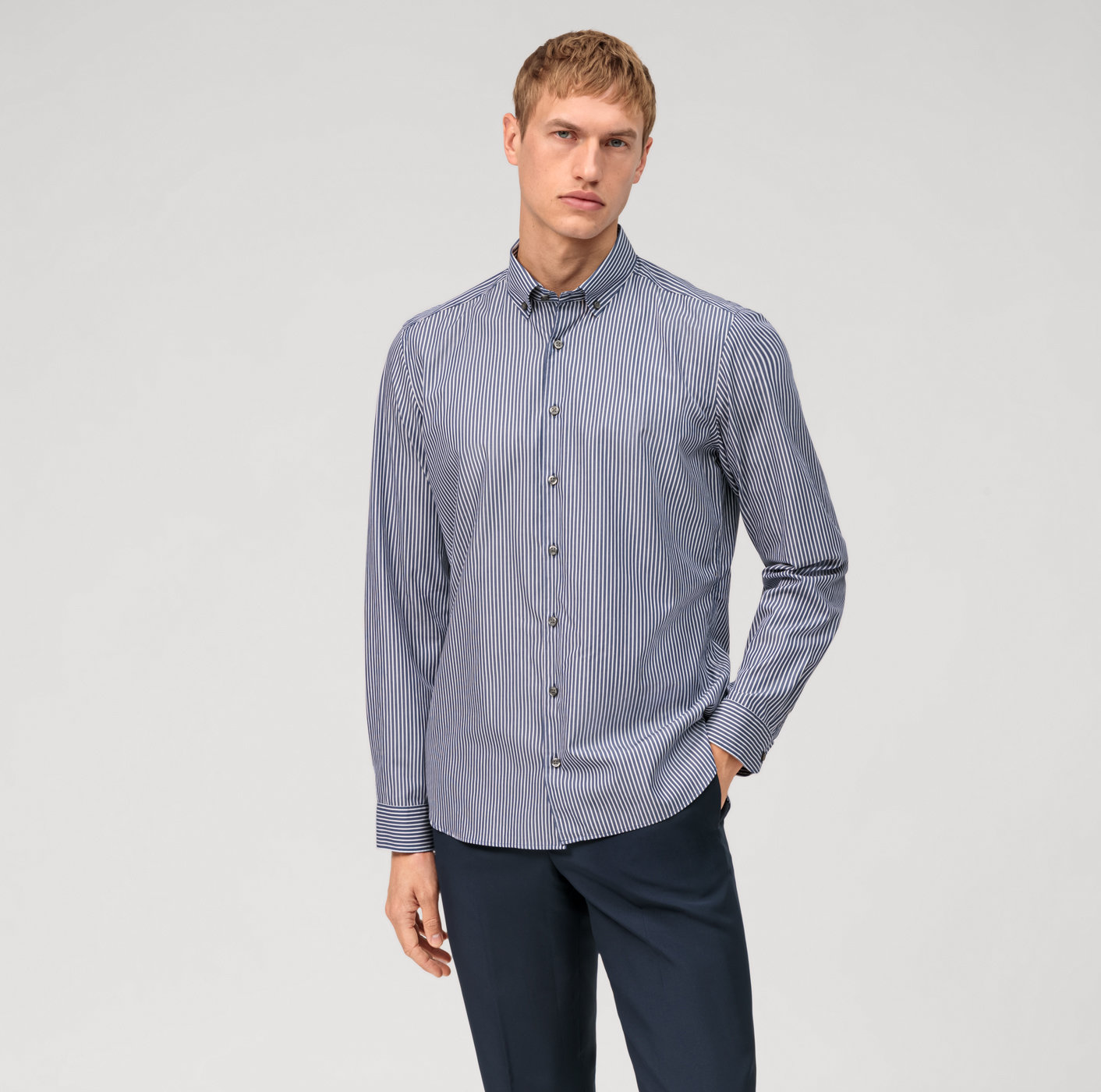 Businesshemd | OLYMP Level Five garment washed, body fit, Button-down |  Marine - 21664418