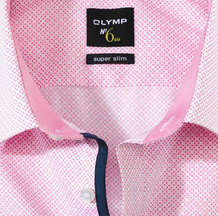 OLYMP No. Six, super slim, Business shirt, Manches extra longues, Urban Kent, Rose Bonbon