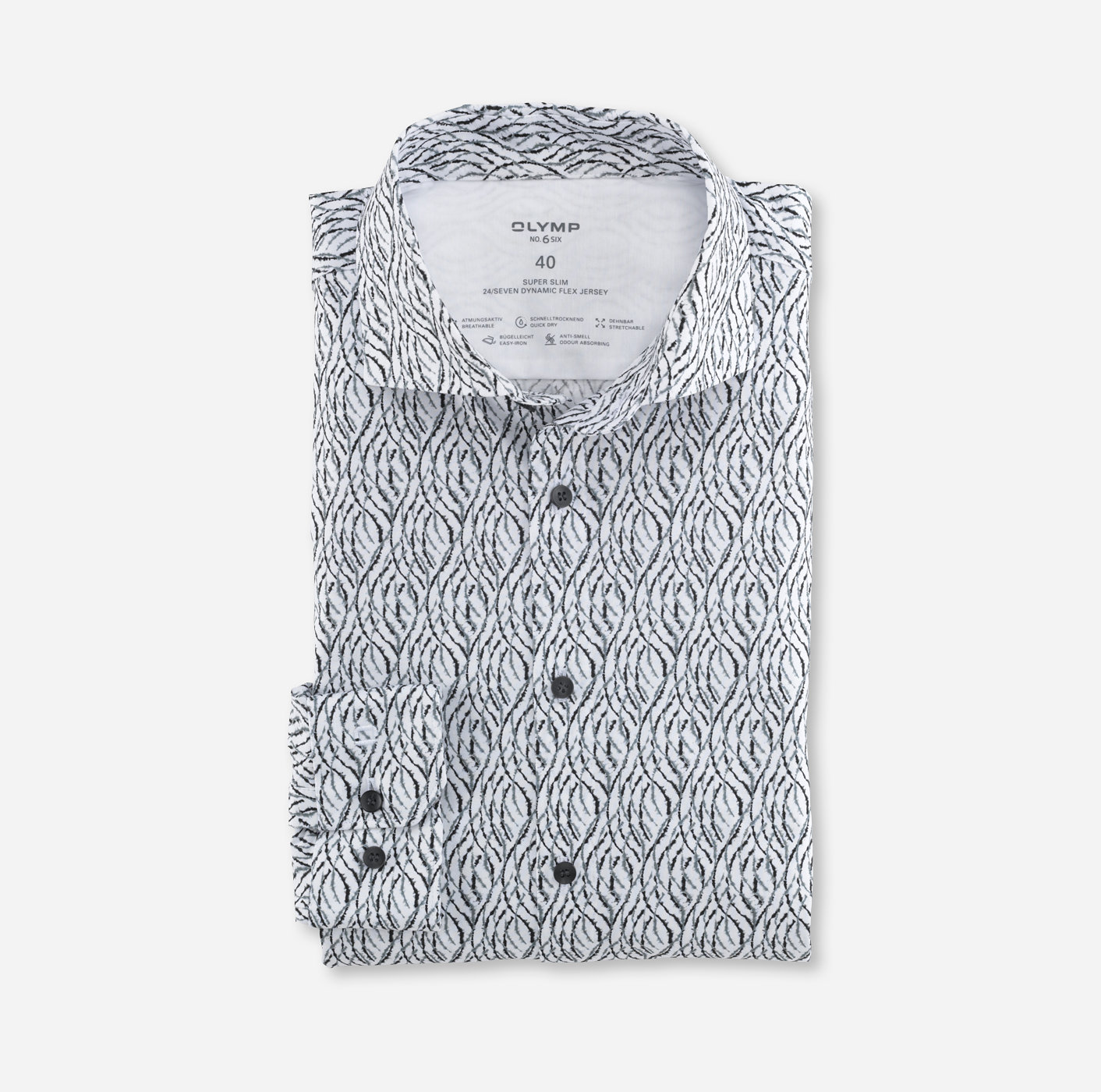 OLYMP No. Six 24/Seven, super slim, Business shirt, Kent, Silver Grey