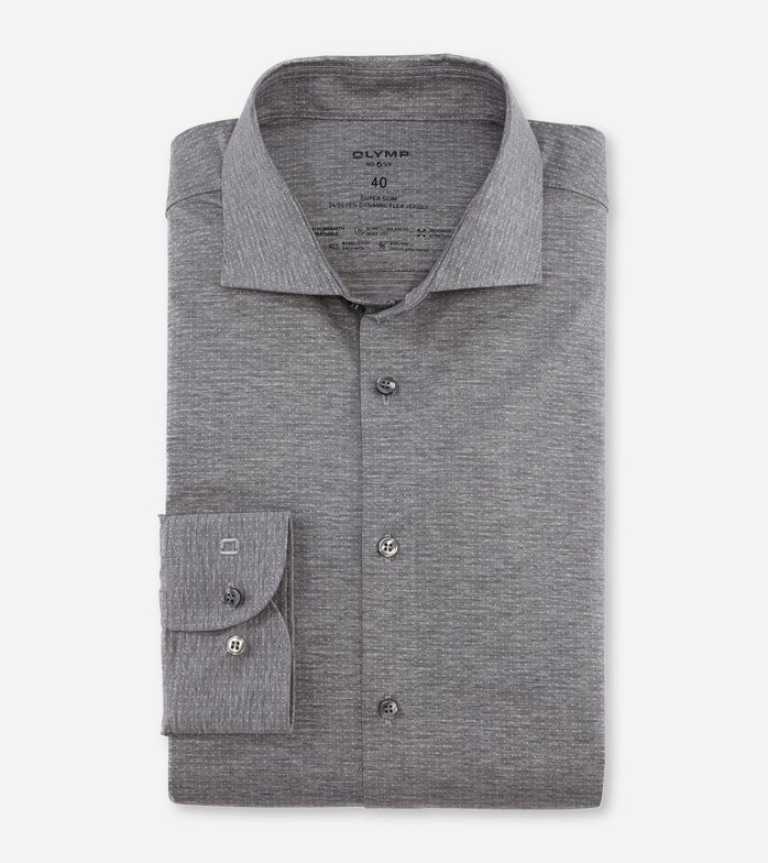 No. Six 24/Seven, Chemise d'affaires, super slim, Kent, Gris Argent