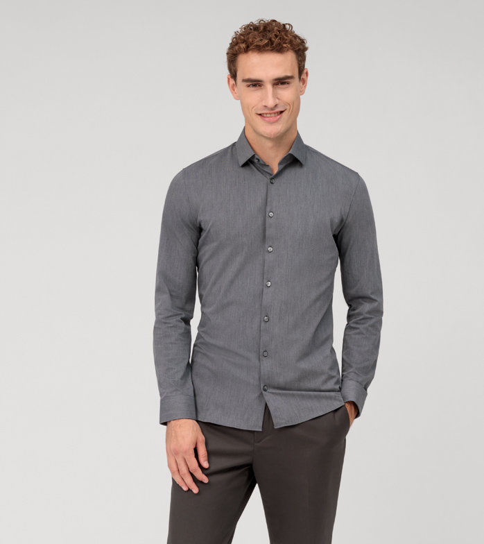 No. Six 24/Seven, Chemise d'affaires, super slim, Modern Kent, Gris Argent