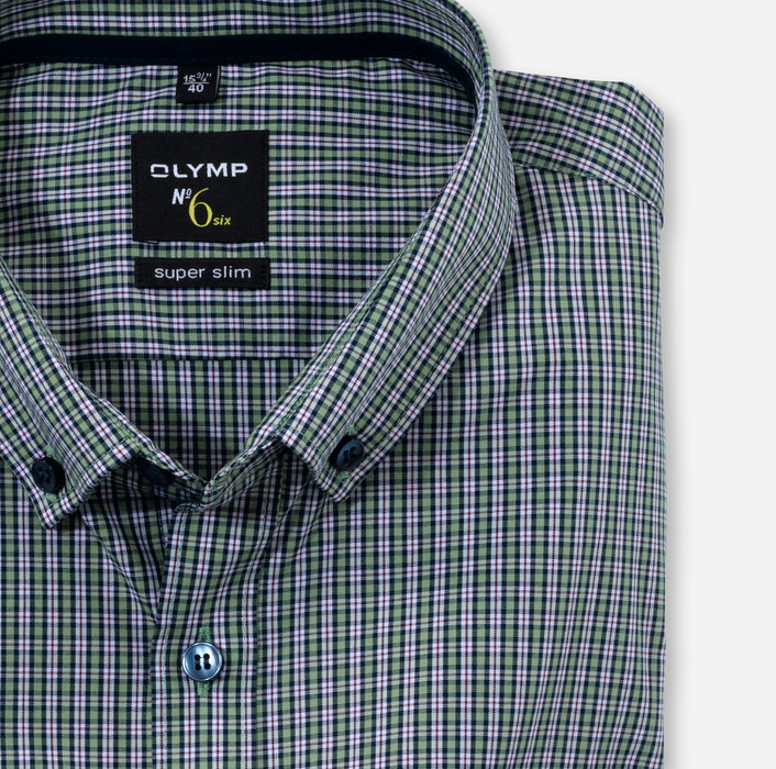 OLYMP No. Six, super slim, Businesshemd, Button-down, Grün