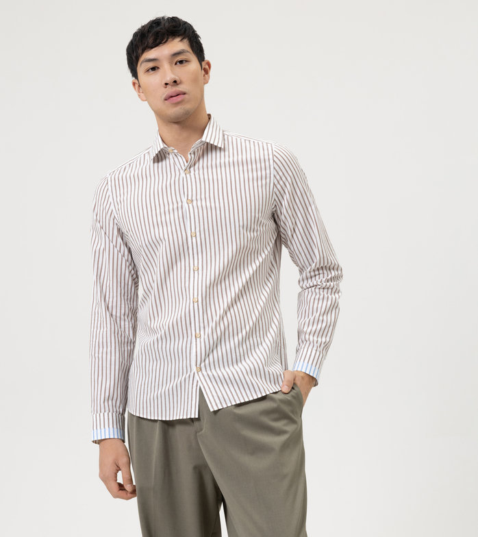 Level Five Smart Casual, Casual shirt, body fit, Kent, Brown