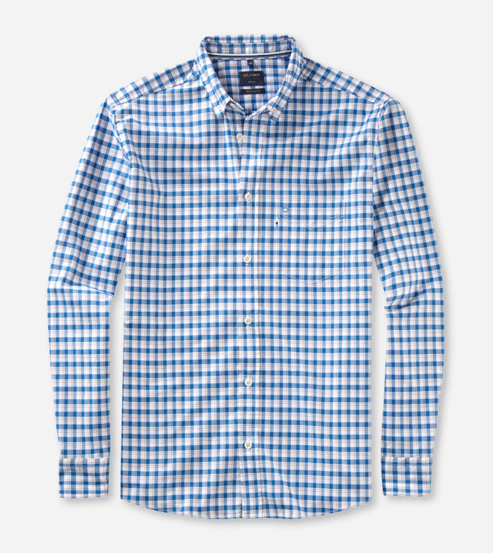 Casual, Chemise décontractée, regular fit, Pointes boutonnées, Bleu