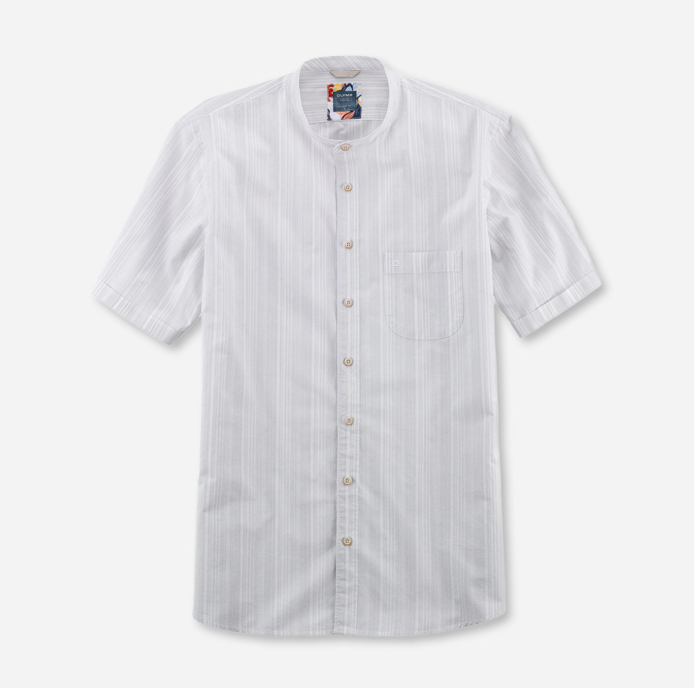 OLYMP Casual, modern fit, Casual shirt, Stand-up collar, White