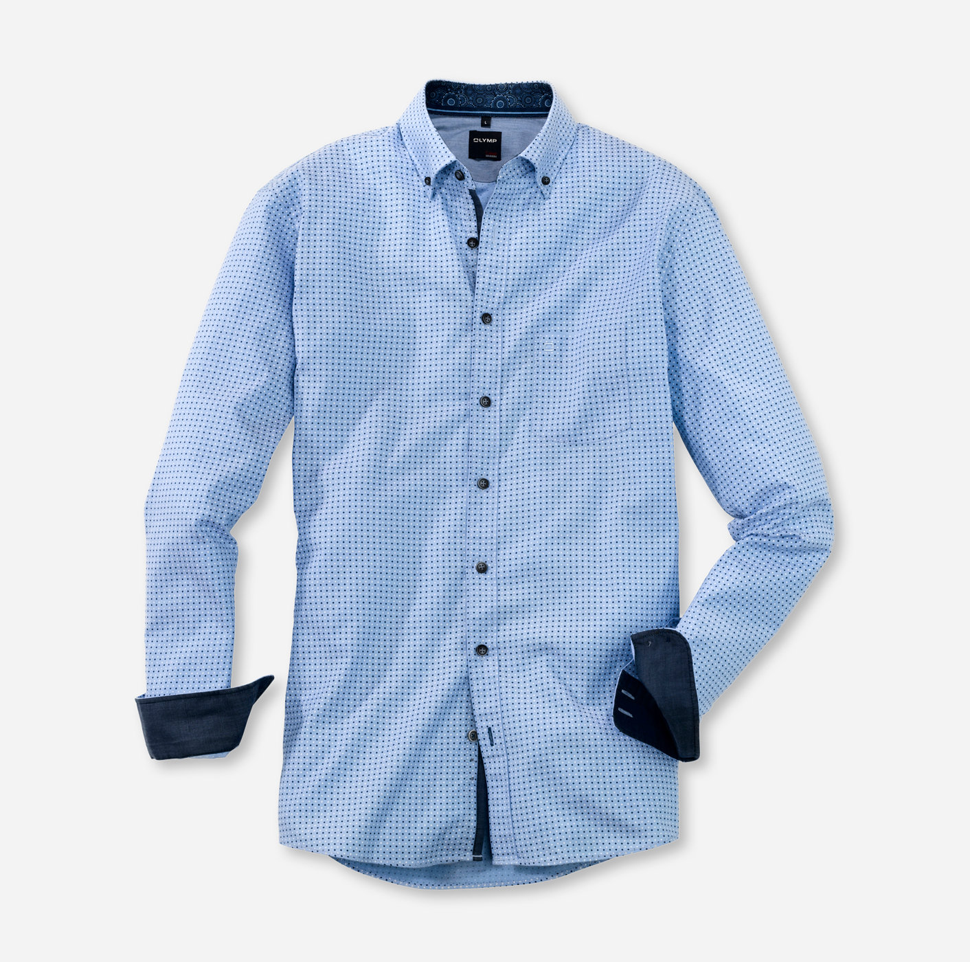 OLYMP Casual, modern fit, Chemise décontractée, Pointes boutonnées, Bleu