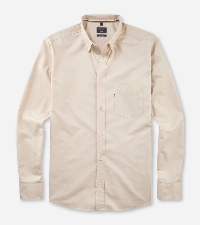 Casual, Chemise décontractée, regular fit, Pointes boutonnées, Beige