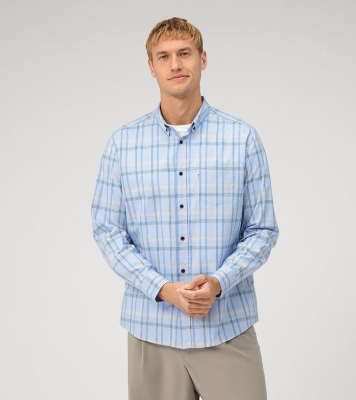 Casual, Freizeithemd, regular fit, Button-down, Bleu