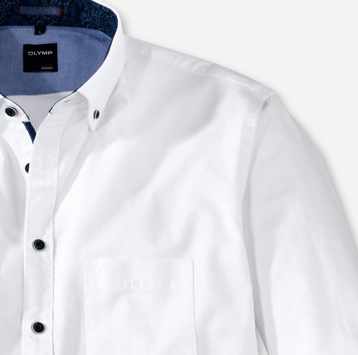 OLYMP Casual, modern fit, Chemise décontractée, Pointes boutonnées, Blanc