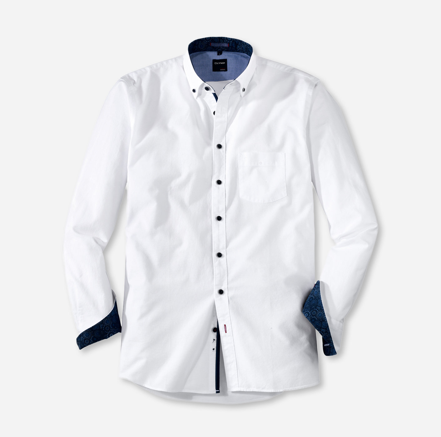 OLYMP Casual, Chemise décontractée, modern fit, Pointes boutonnées, Blanc