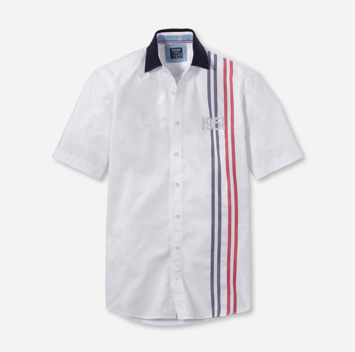 OLYMP Casual, modern fit, Chemise décontractée, Col Polo, Blanc
