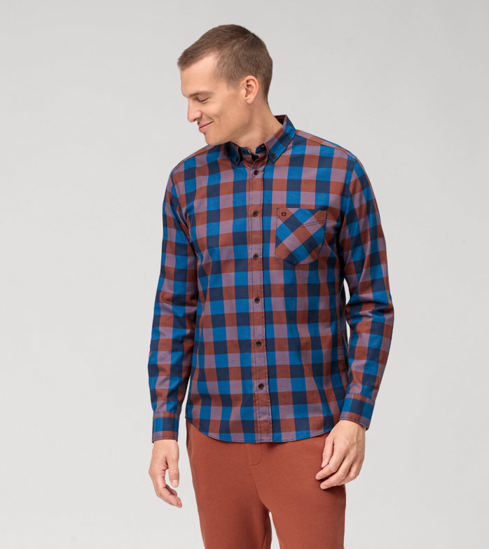 Casual, Casual shirt, regular fit, Button-down, Brown