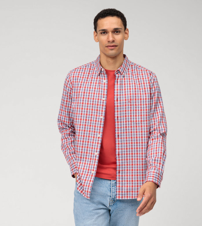 Casual, Casual shirt, regular fit, Button-down, Rood