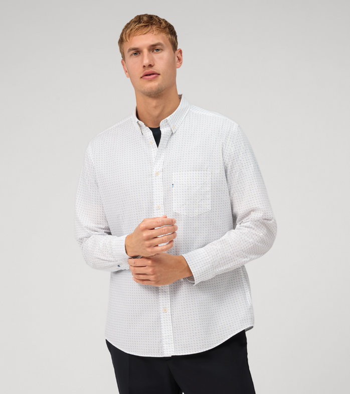 Casual, Chemise décontractée, regular fit, Pointes boutonnées, Blanc