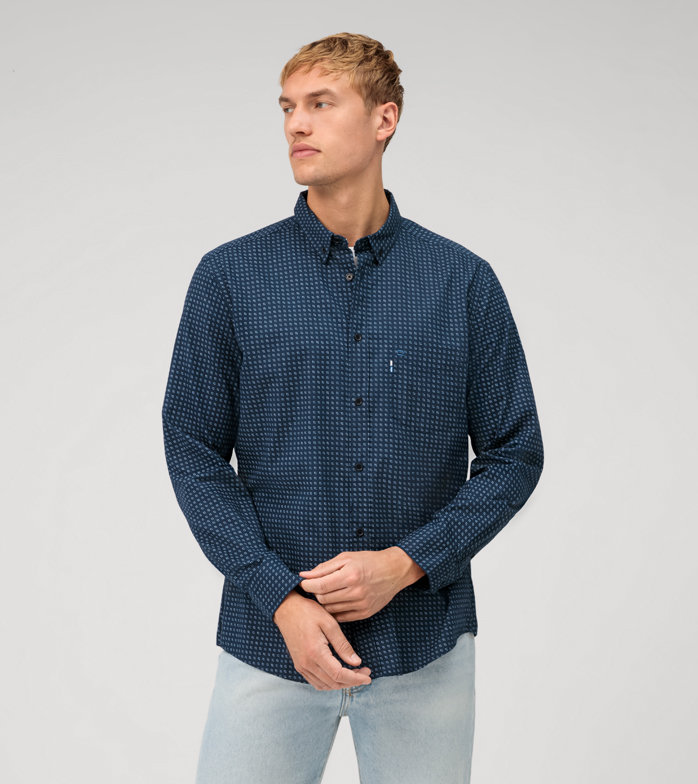 Casual, Casual shirt, regular fit, Button-down, Marineblauw