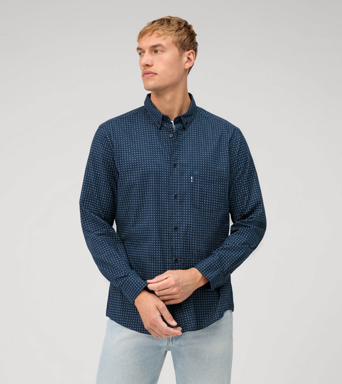 Casual, Freizeithemd, regular fit, Button-down, Marine