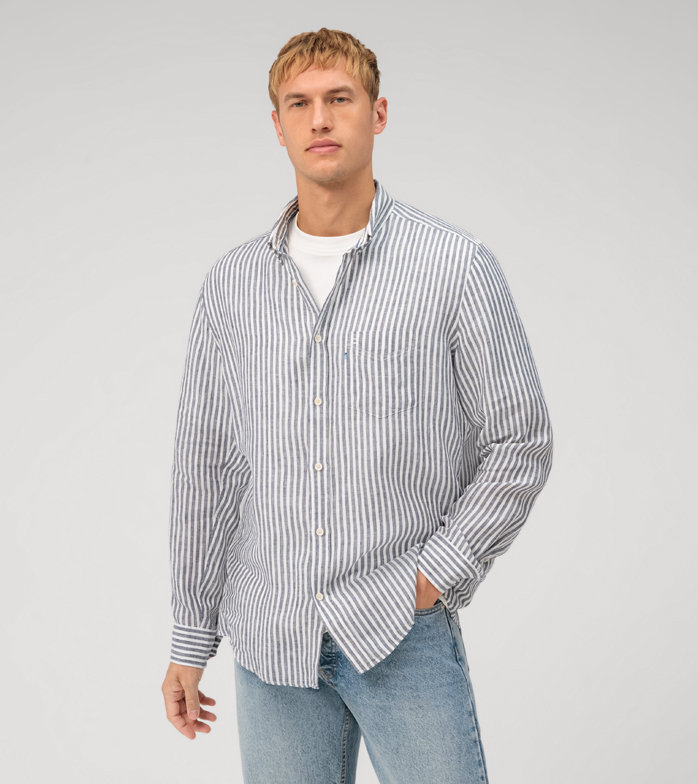 Casual, Freizeithemd, regular fit, Button-down, Marine