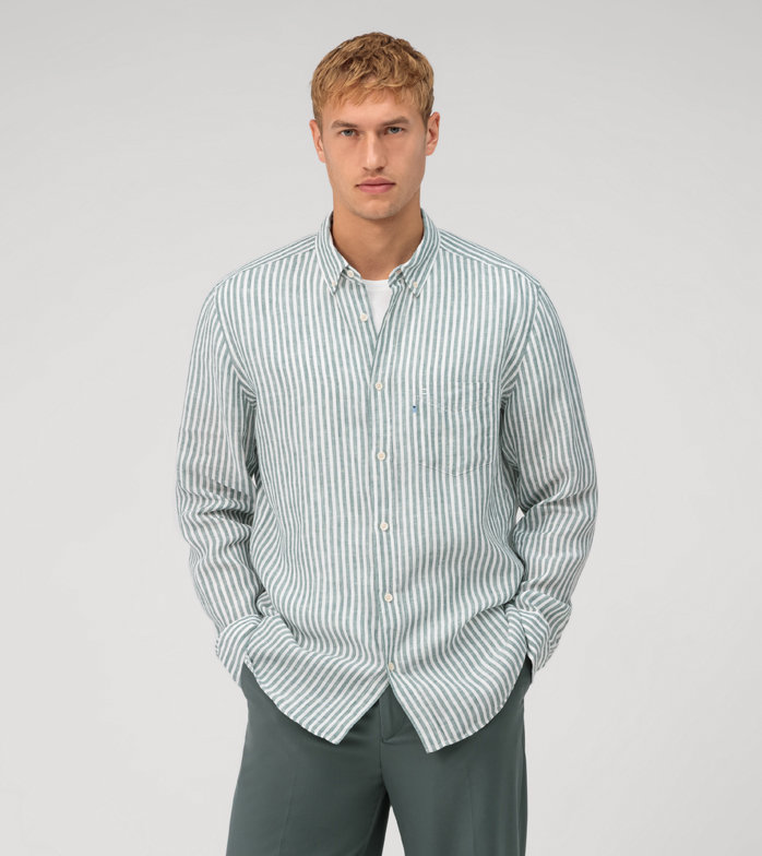 Casual, Casual shirt, regular fit, Button-down, Grijsgroen