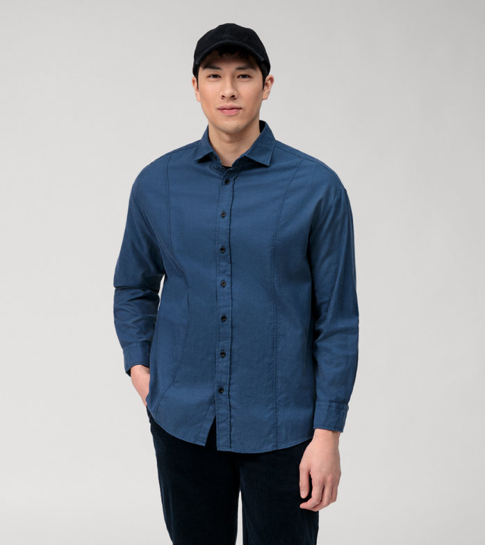 Casual, Chemise décontractée, relaxed fit, Global Kent, Marine