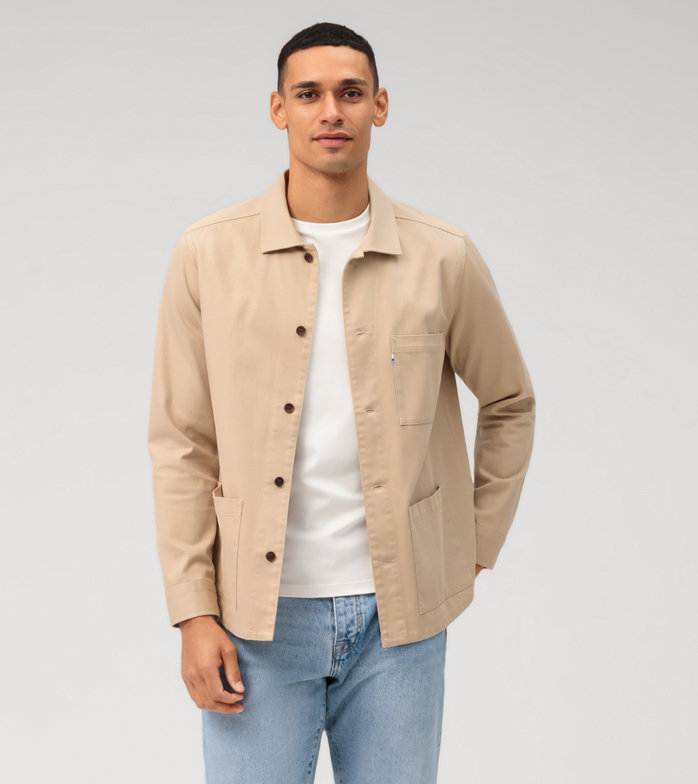 Casual, Casual shirt, Overshirt, Kent, Beige