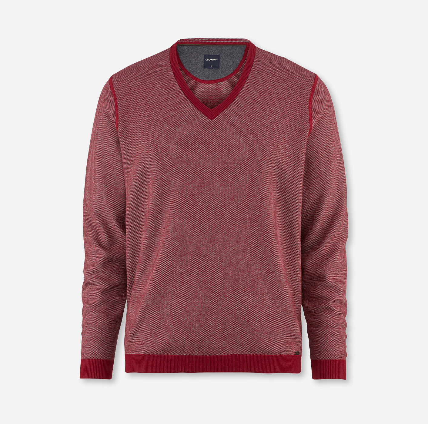 OLYMP Maille, modern fit, Pullover col V, Bordeaux