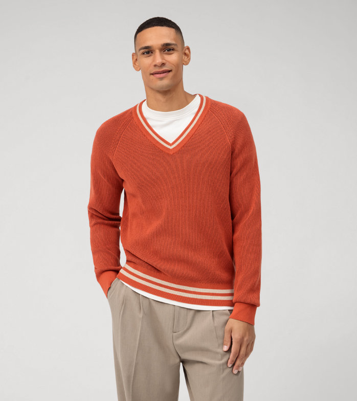 Casual Strick, Pullover, Ziegelrot