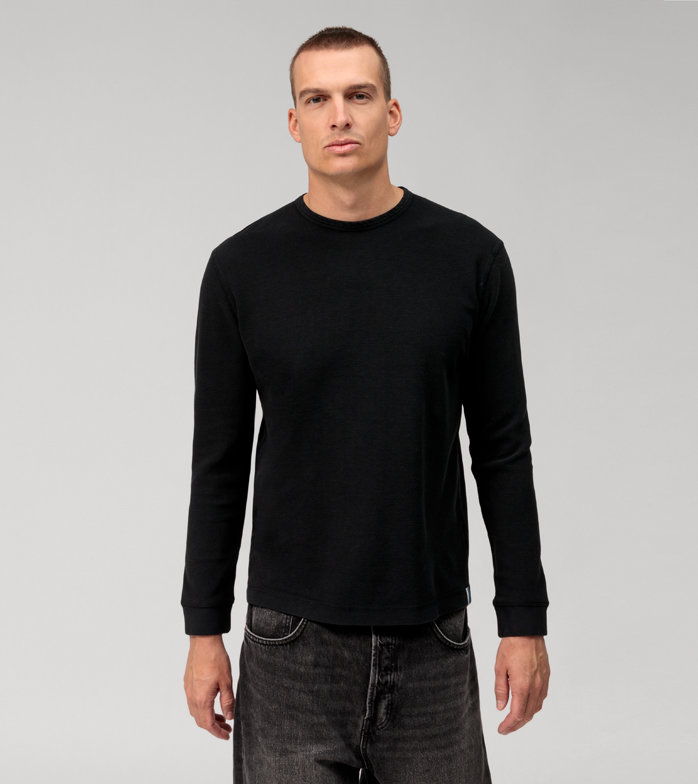 Casual Jersey, t-shirt met lange mouwen, Zwart