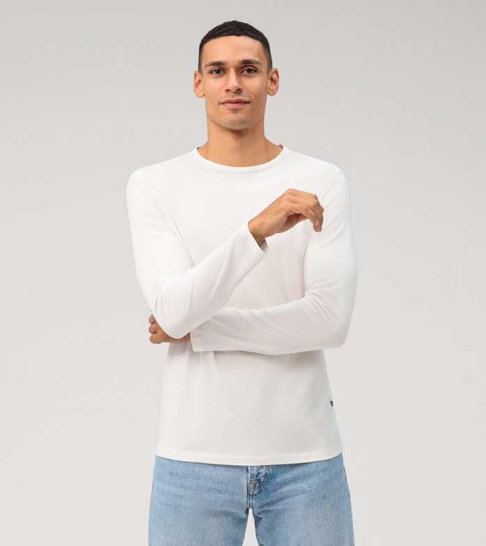 Casual Jersey, t-shirt à manches longues, Blanc Cassé