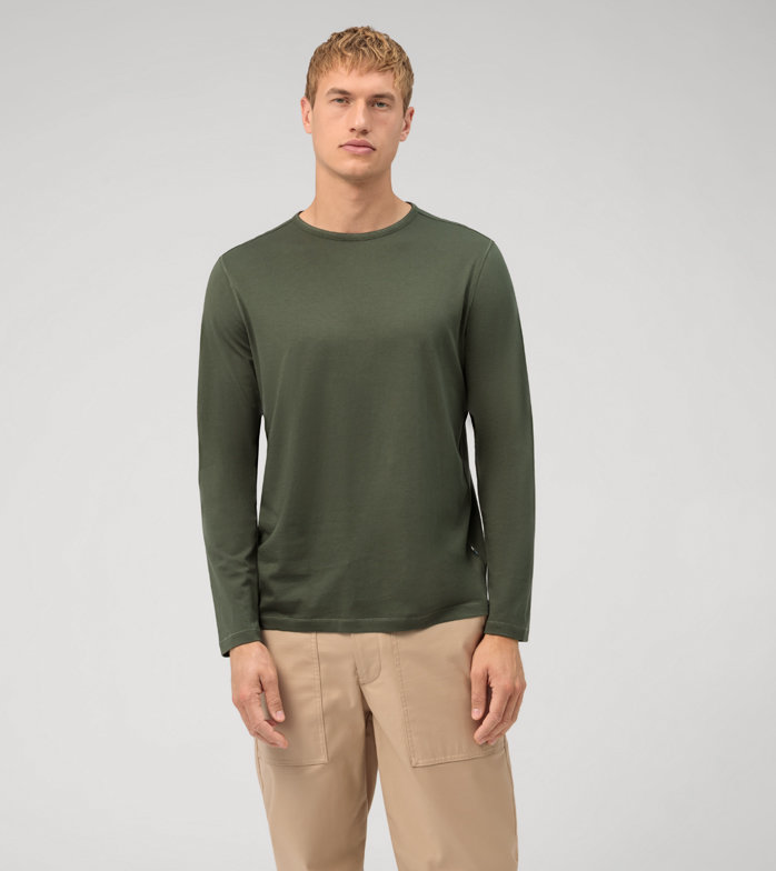 Casual Jersey, t-shirt à manches longues, Vert Foncé
